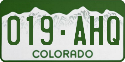 CO license plate 019AHQ