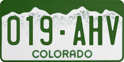 CO license plate 019AHV