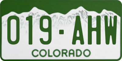 CO license plate 019AHW