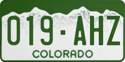 CO license plate 019AHZ
