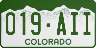 CO license plate 019AII
