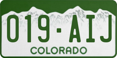 CO license plate 019AIJ