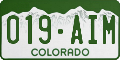 CO license plate 019AIM