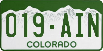 CO license plate 019AIN