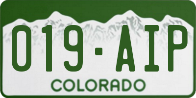 CO license plate 019AIP