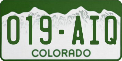 CO license plate 019AIQ