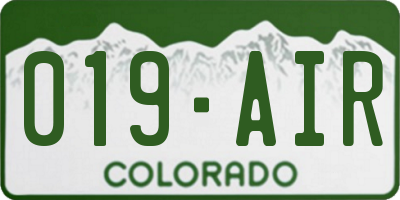 CO license plate 019AIR