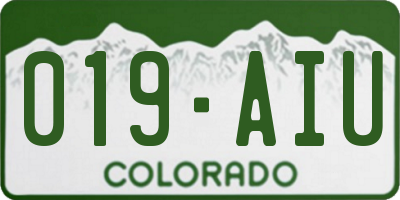 CO license plate 019AIU