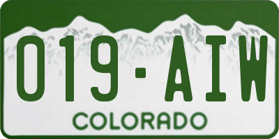 CO license plate 019AIW