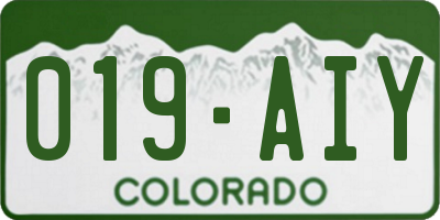 CO license plate 019AIY