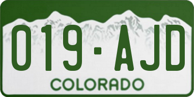 CO license plate 019AJD