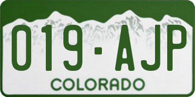 CO license plate 019AJP