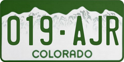 CO license plate 019AJR