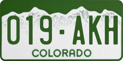 CO license plate 019AKH