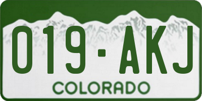 CO license plate 019AKJ