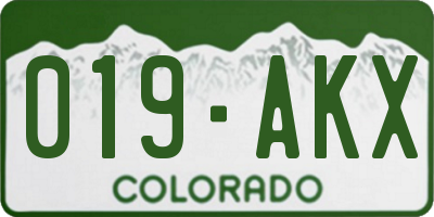 CO license plate 019AKX
