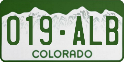 CO license plate 019ALB