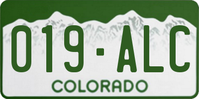 CO license plate 019ALC