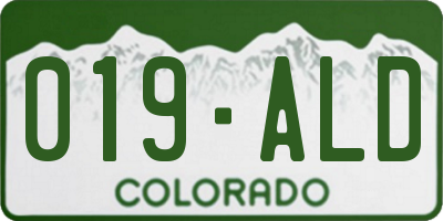 CO license plate 019ALD