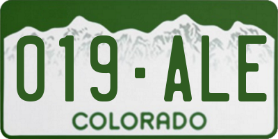 CO license plate 019ALE