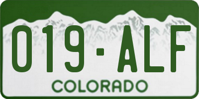 CO license plate 019ALF