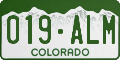 CO license plate 019ALM