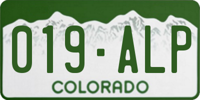 CO license plate 019ALP