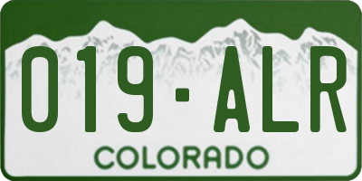 CO license plate 019ALR