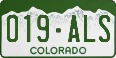 CO license plate 019ALS