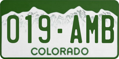 CO license plate 019AMB