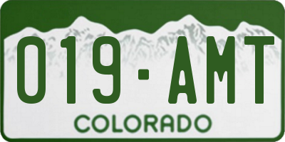 CO license plate 019AMT