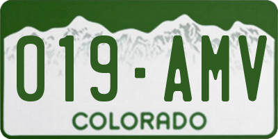CO license plate 019AMV