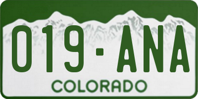 CO license plate 019ANA