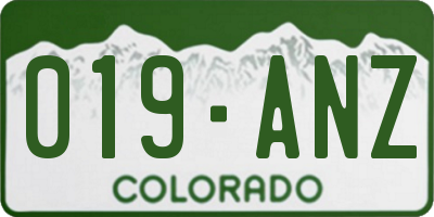 CO license plate 019ANZ