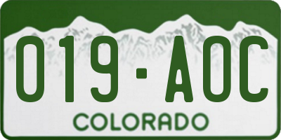 CO license plate 019AOC
