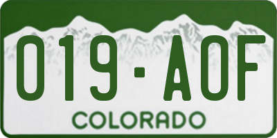 CO license plate 019AOF