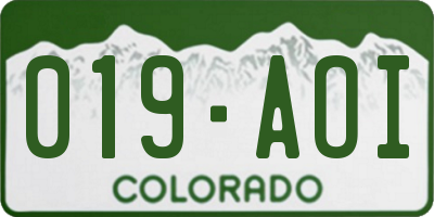 CO license plate 019AOI