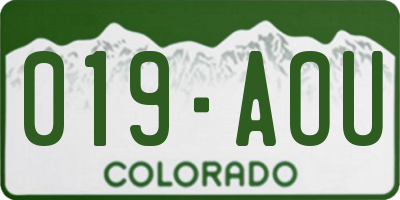 CO license plate 019AOU