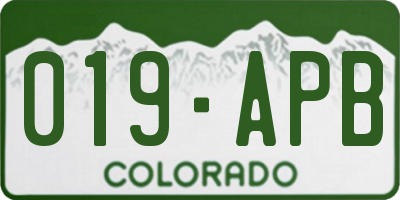 CO license plate 019APB