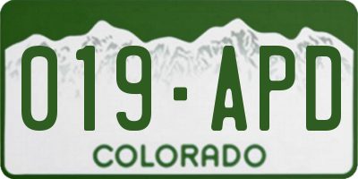 CO license plate 019APD