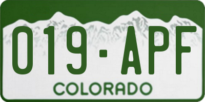 CO license plate 019APF