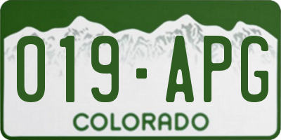 CO license plate 019APG