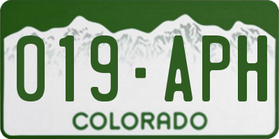 CO license plate 019APH