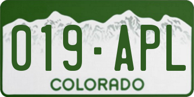 CO license plate 019APL
