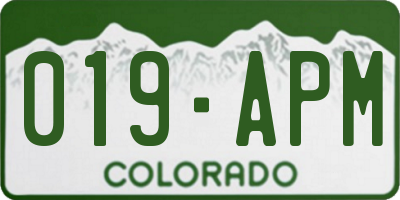 CO license plate 019APM