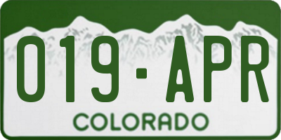 CO license plate 019APR