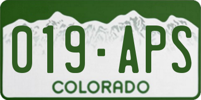 CO license plate 019APS