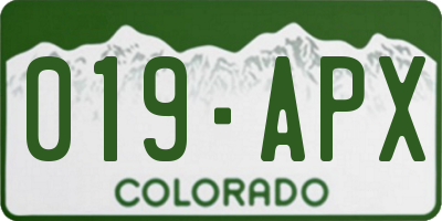 CO license plate 019APX