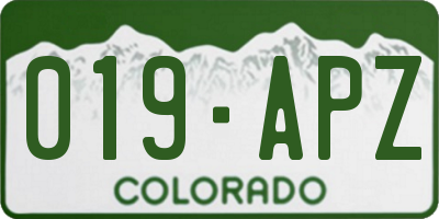 CO license plate 019APZ