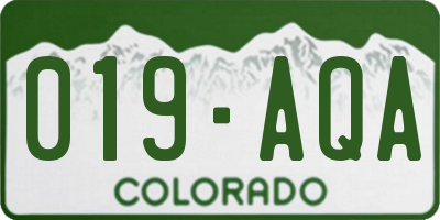 CO license plate 019AQA
